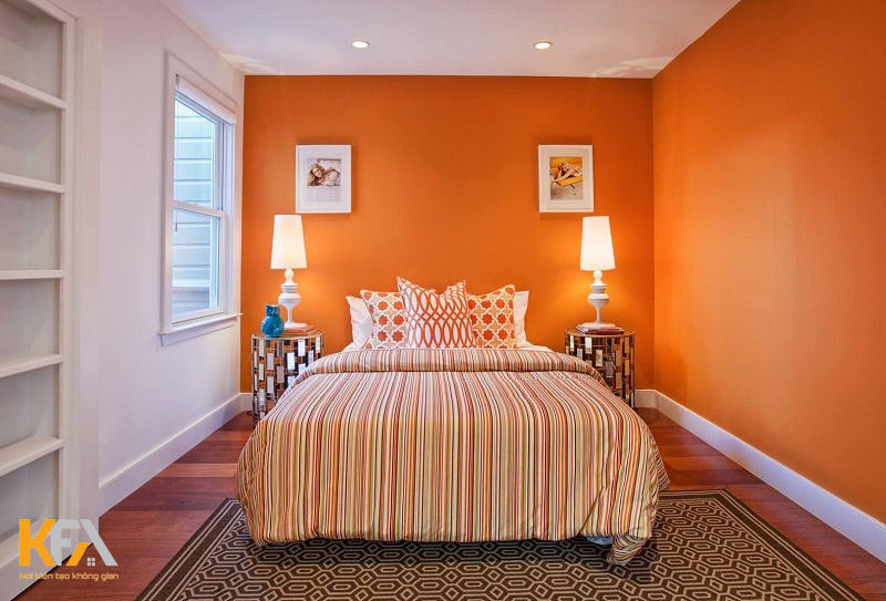 Phòng ngủ màu cam nghệ thuật, lôi cuốn
