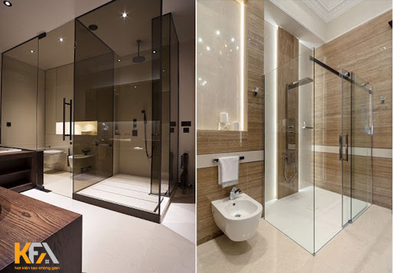 Kính phòng tắm có thể được lựa chọn theo hình dạng và diện tích của phòng tắm