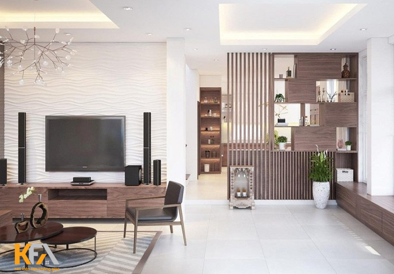 Vách gỗ óc chó cho nhà cấp 4