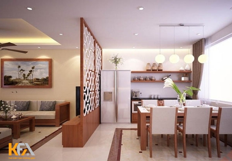 Vách ngăn phòng bếp và phòng khách