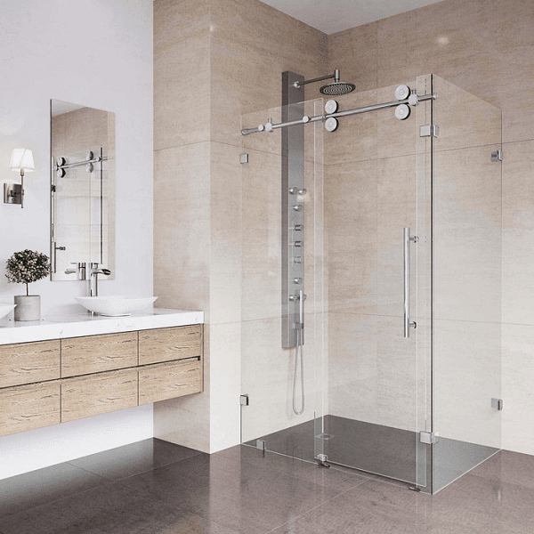 Vách tắm kính cửa trượt giúp không gian phòng tắm luôn khô sạch