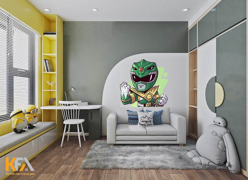 Vẽ tranh tường phòng ngủ cho bé trai mẫu 3