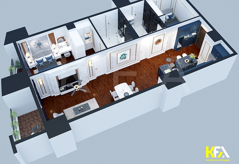Thiết kế chung cư 110m2 tân cổ điển