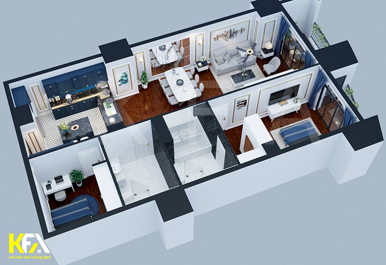 Thiết kế chung cư 110m2 tân cổ điển