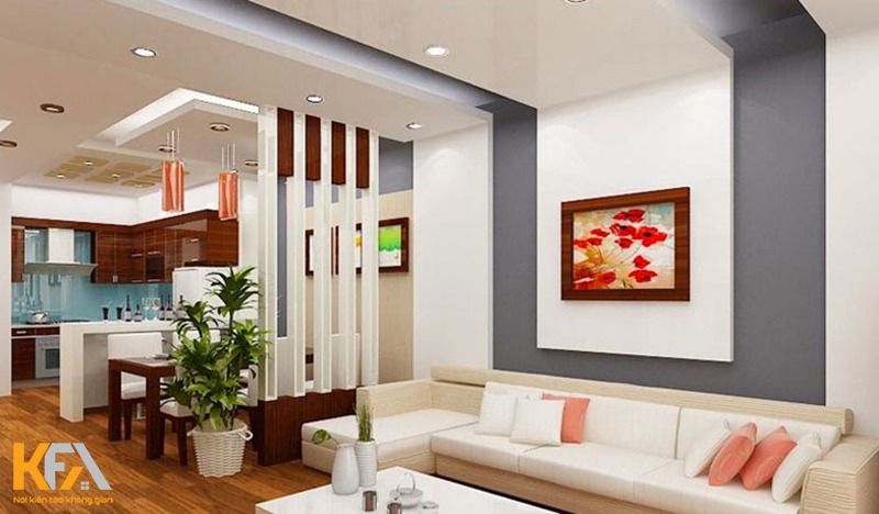 Trần thạch cao phòng khách đơn giản hiện đại
