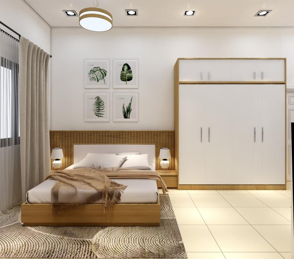 Phòng ngủ 10m2 với nội thất gỗ cao cấp
