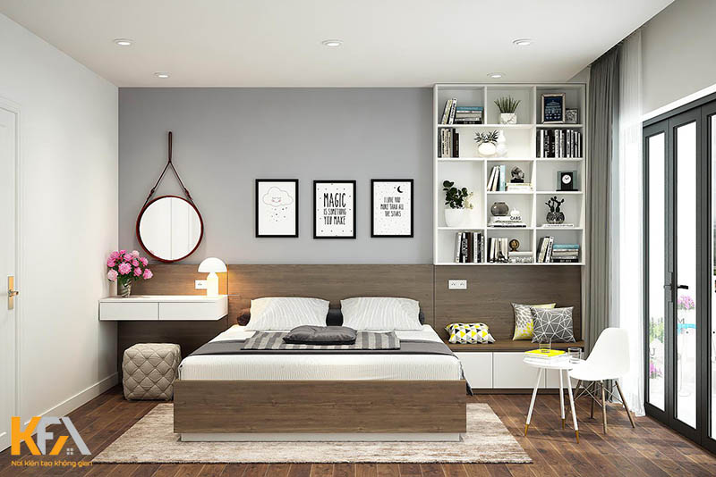 Phòng ngủ chung cư nhỏ màu sắc trung tính