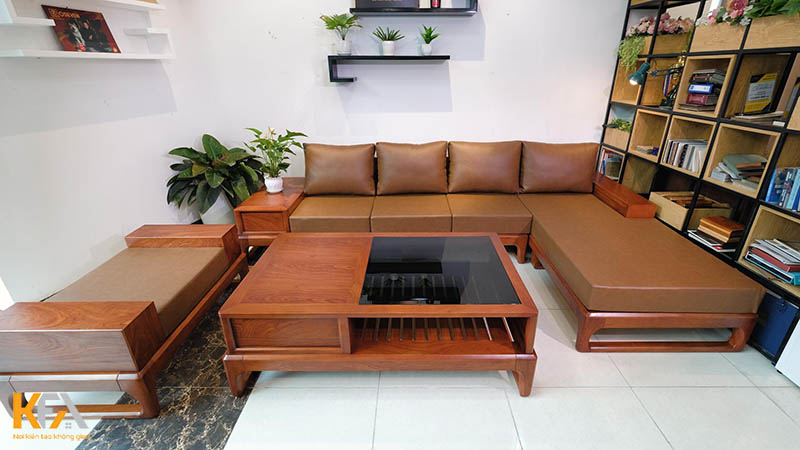 Bộ sofa gỗ hương chữ L 