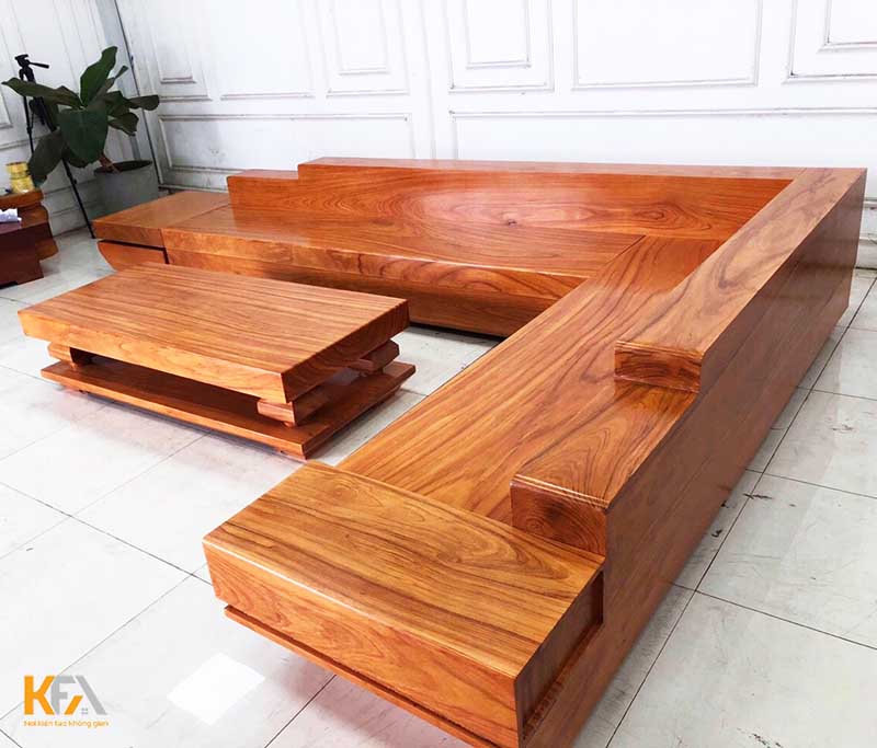 Bộ sofa góc gỗ xoan hương nguyên khối mẫu 15