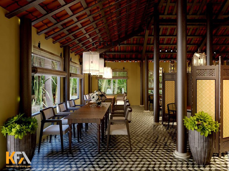 Thiết kế nhà hàng theo kiểu cổ điển Việt Nam