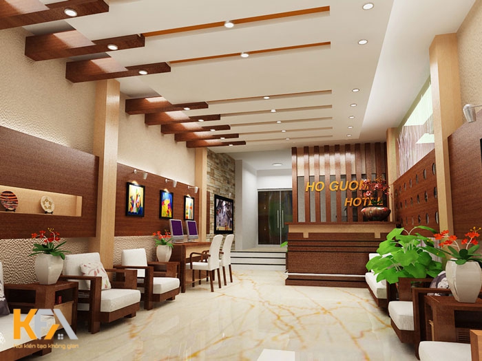 Không gian phòng chờ khách trong mẫu thiết kế khách sạn 3 sao