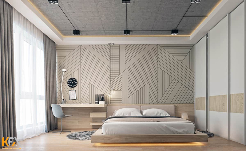 Phòng ngủ thiết kế với các họa tiết hình học đặc sắc