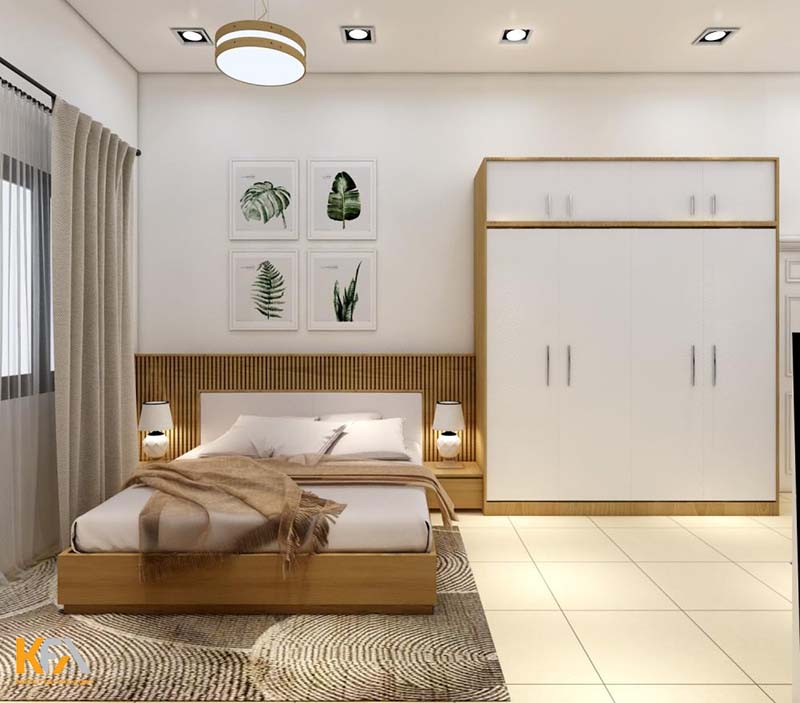 Phòng ngủ ấm áp, tối giản, đầy đủ tiện năng