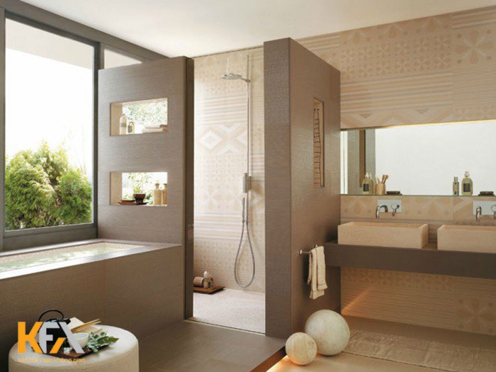 Nhà tắm được thiết kế đầy đủ và tiện nghi trong mẫu thiết kế nội thất khách sạn 3 sao