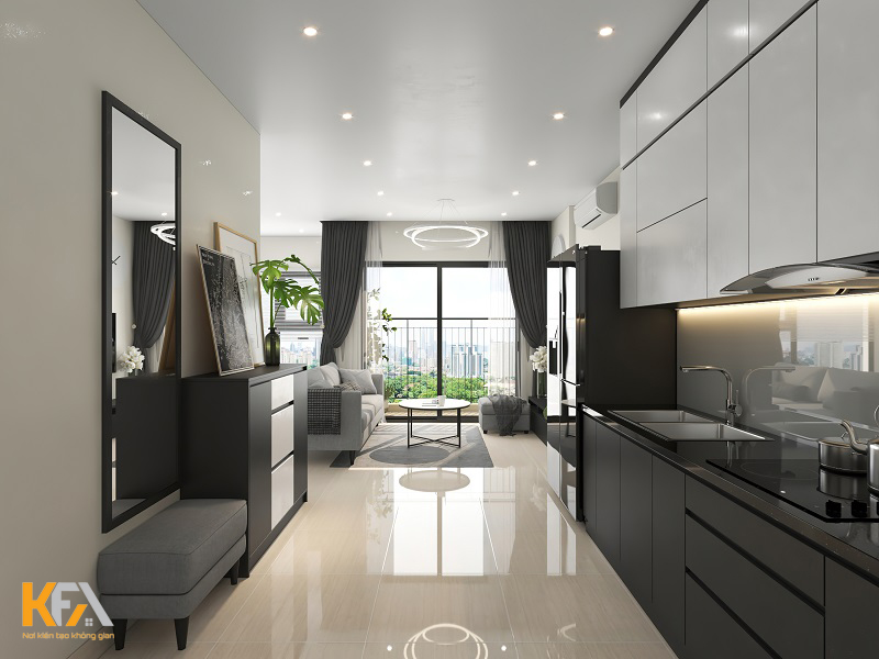 Thiết kế nội thất chung cư Vincity Gia Lâm căn 2 ngủ phong cách hiện đại