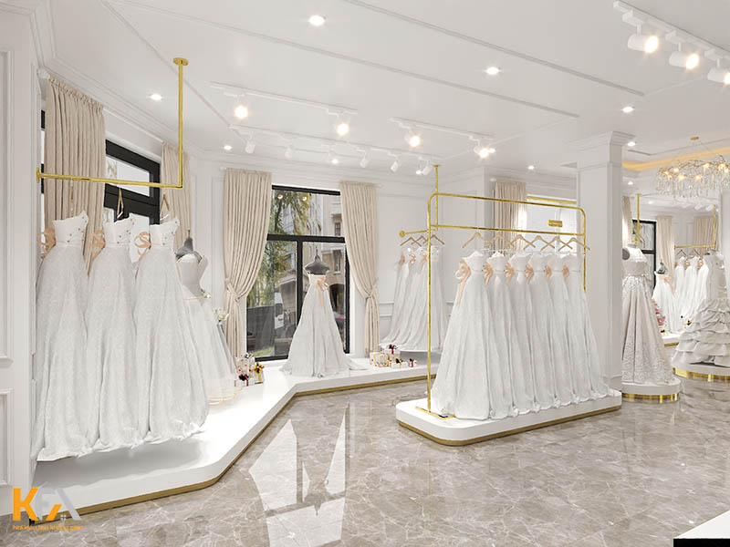 Trưng bày vừa phải các sản phẩm giúp khách hàng dễ quan sát được tổng thể và lựa chọn váy cưới dễ dàng hơn