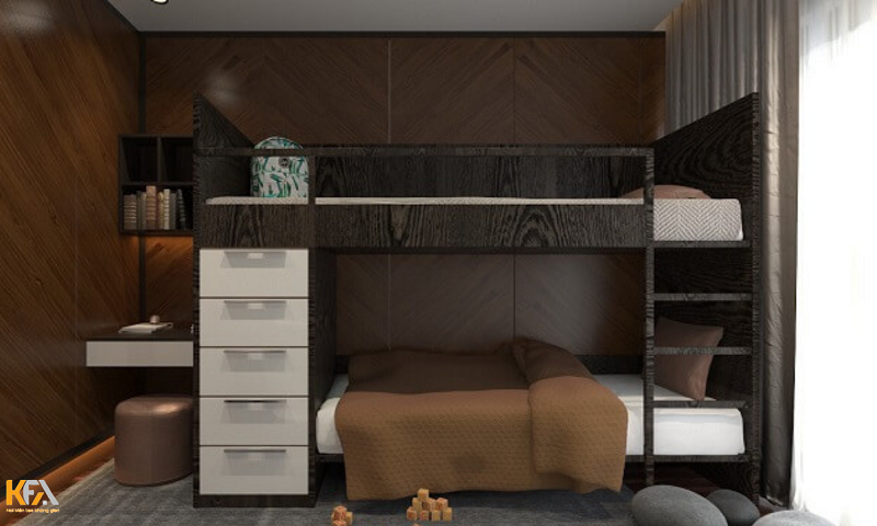 Thiết kế phòng ngủ cho 2 bé với nội thất thông minh