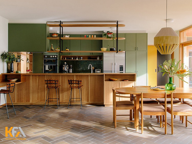 Phòng bếp bằng gỗ gõ đỏ Nam Phi