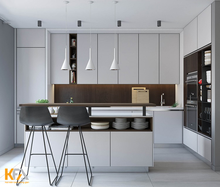 Thiết kế nội thất phòng bếp phong cách tối giản