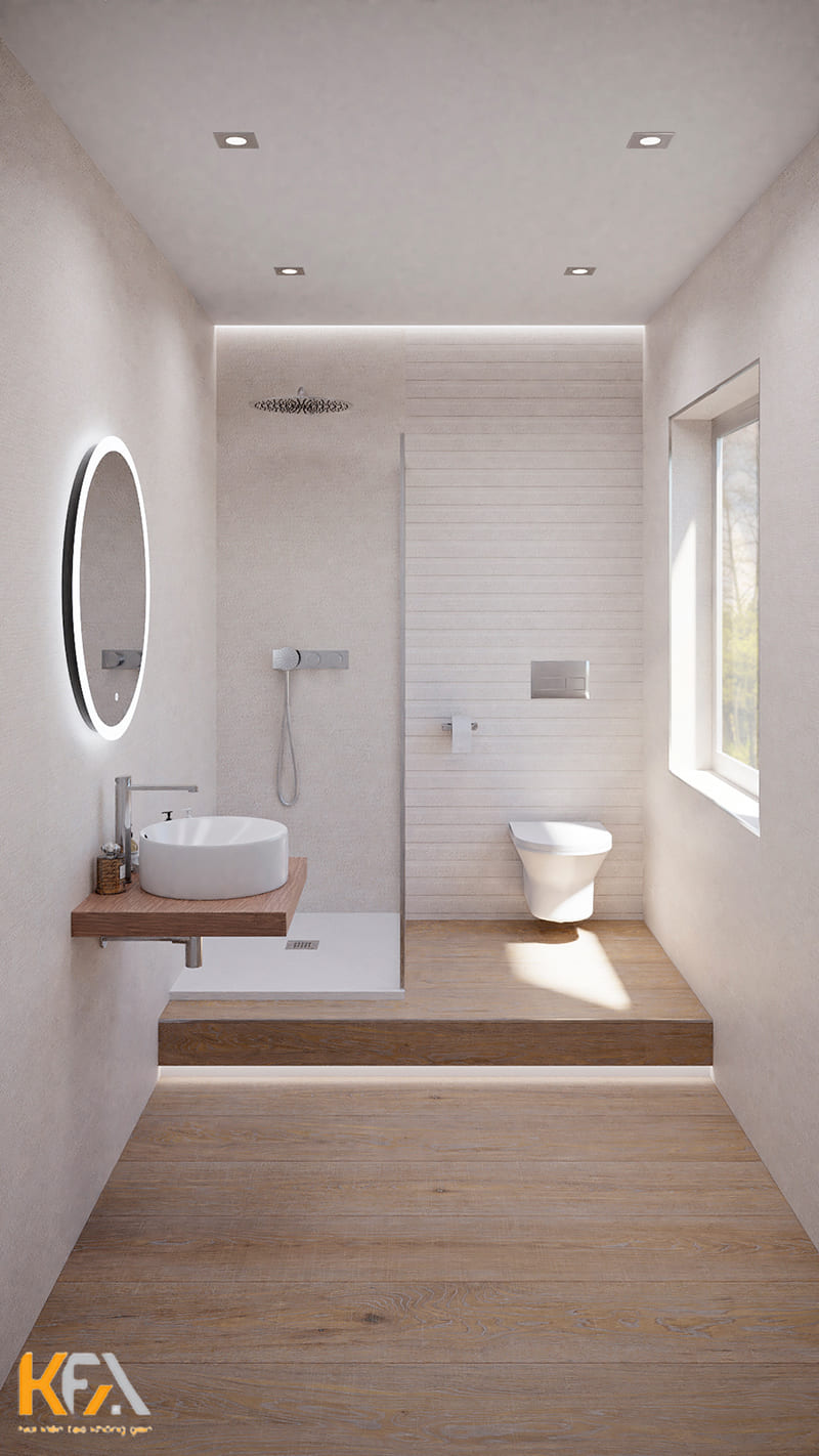 Thiết kế phòng tắm 6m2 phù hợp với chiều ngang hẹp của nhà ống