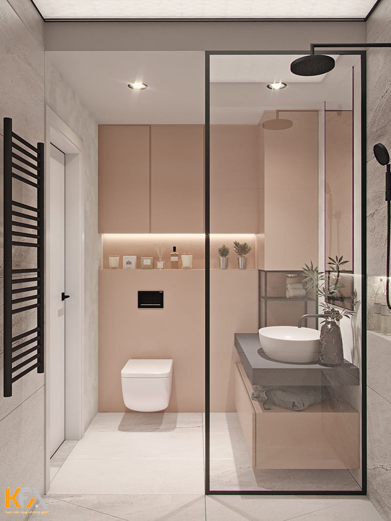 Phòng tắm 6m2 kết hợp phòng vệ sinh cho nhà ống
