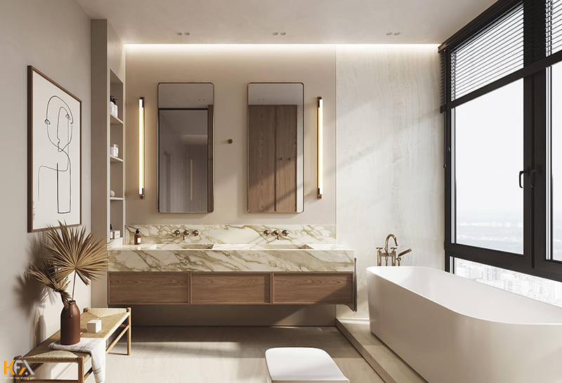 Phòng tắm 6m2 đảm bảo công năng và thẩm mỹ