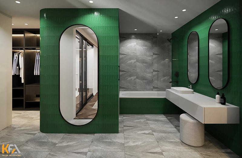 Ý tưởng bố trí phòng thay đồ cạnh phòng tắm giúp phân chia tách biệt 2 không gian