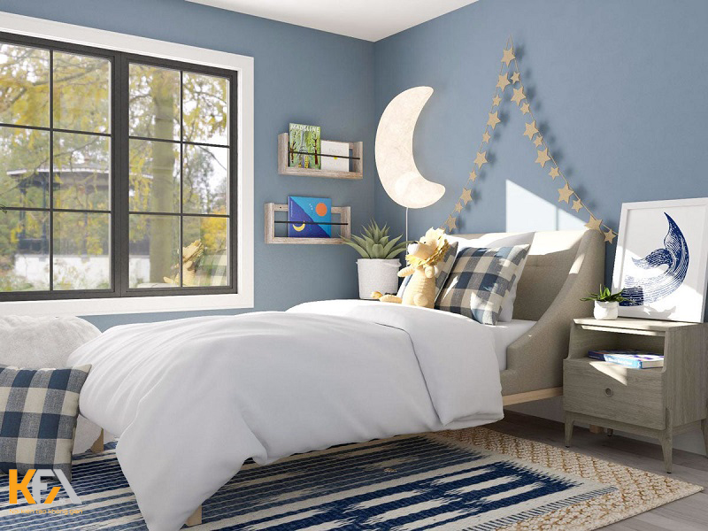 Phòng ngủ bé trai 15 tuổi nổi bật, năng động với gam màu xanh pastel