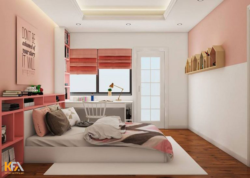 Phòng ngủ màu hồng cho bé gái