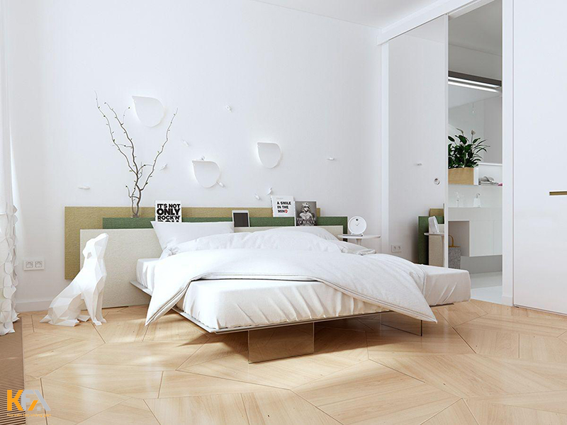 Phòng ngủ master tone trắng đơn giản