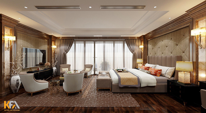Phòng ngủ thiết kế theo phong cách luxury cần đảm bảo yếu tố diện tích