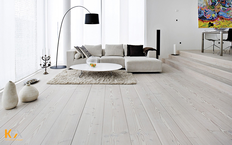 Sàn gỗ trắng đồng điệu với nội thất