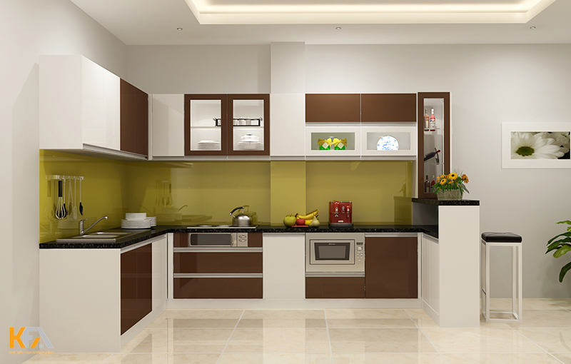 Mẫu tủ bếp chữ L-10