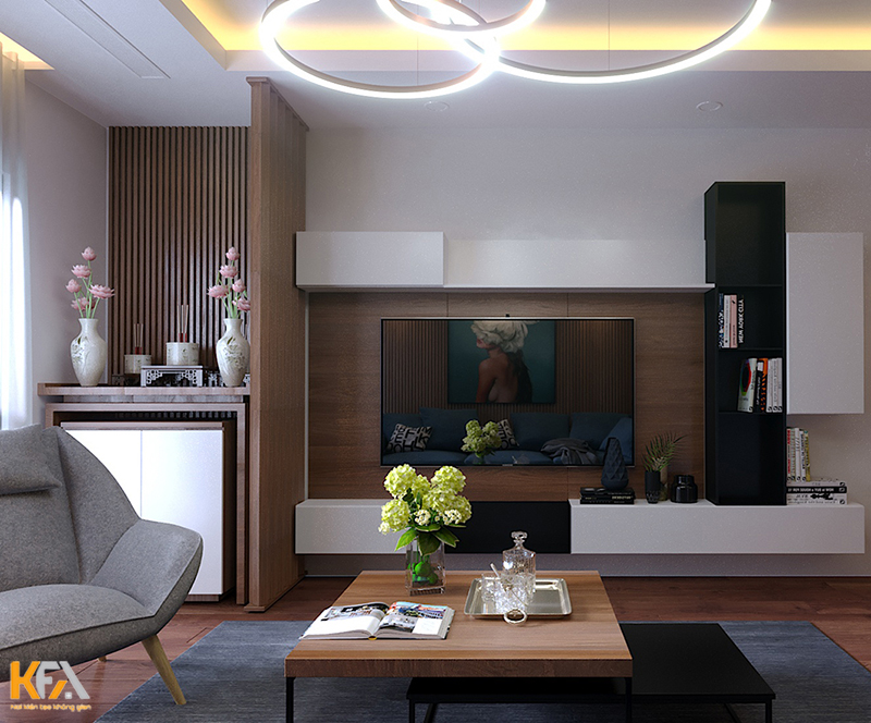 Thiết kế nội thất phòng khách chung cư 150m2 hiện đại
