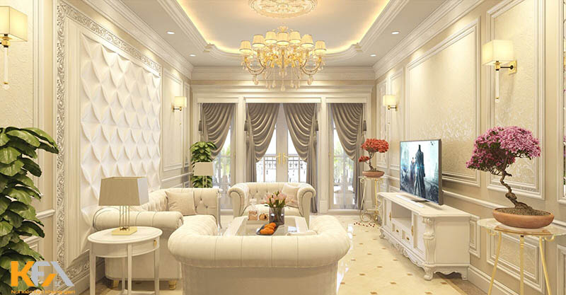 Thiết kế nội thất chung cư phong cách tân cổ điển với tone màu trung tính