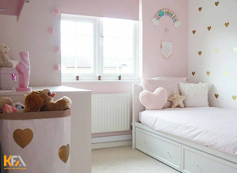 Phòng ngủ đẹp cho nữ màu hồng đơn giản, dễ thương