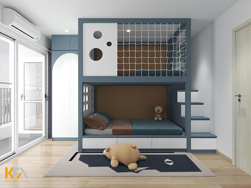 Thiết kế nội thất chung cư với phòng ngủ cho 2 bé trai
