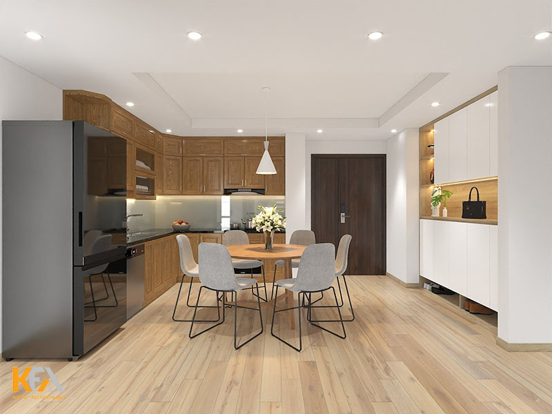 Thiết kế nội thất phòng bếp trong chung cư gia đình anh Việt