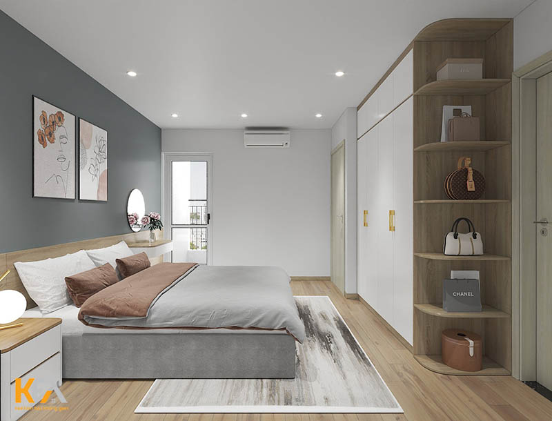 Thiết kế nội thất chung cư với tủ quần áo đa năng trong phòng ngủ bố mẹ