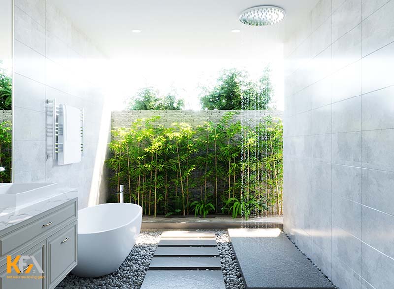 Thiết kế phòng tắm hiện đại, hòa mình vào thiên nhiên