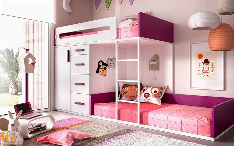 Phòng ngủ bé gái ưu tiên màu hồng mộng mơ