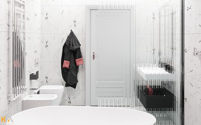 Phòng tắm đơn giản ưu tiên các gam màu nhẹ nhàng