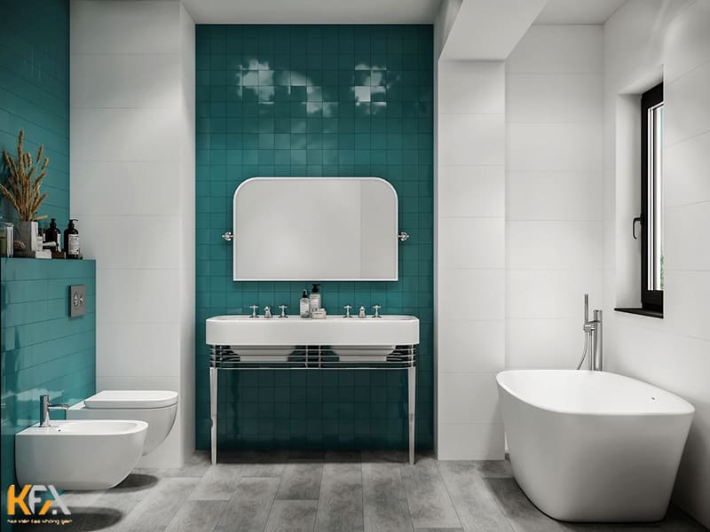Phòng tắm ốp đá xanh nổi bật