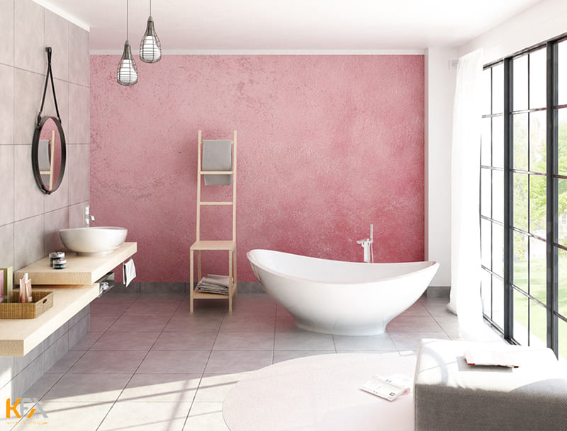 Phòng tắm màu hồng trắng trendy cho các cô nàng trẻ trung
