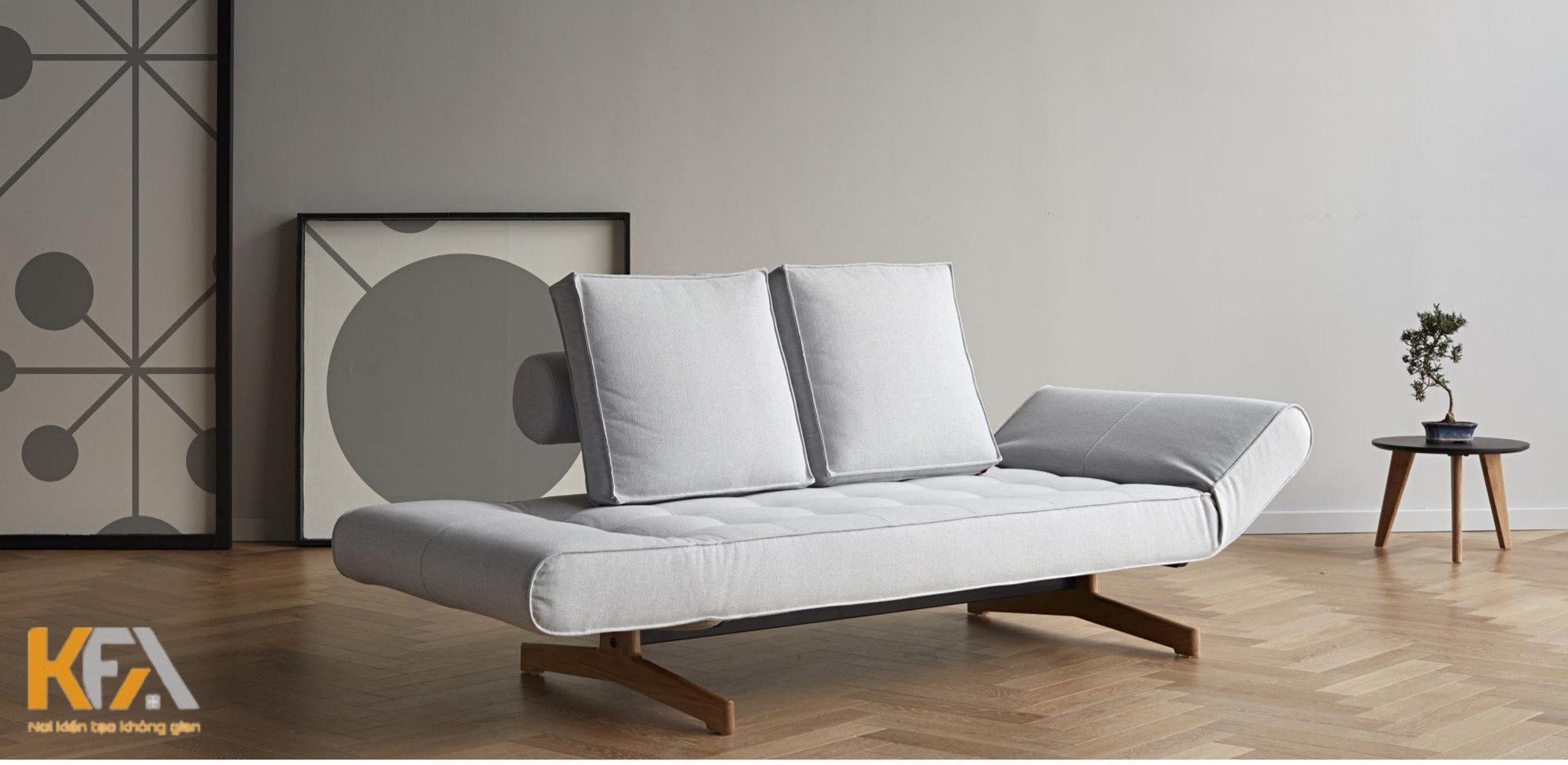 Ghế sofa giường bằng vải tinh tế nhỏ gọn 