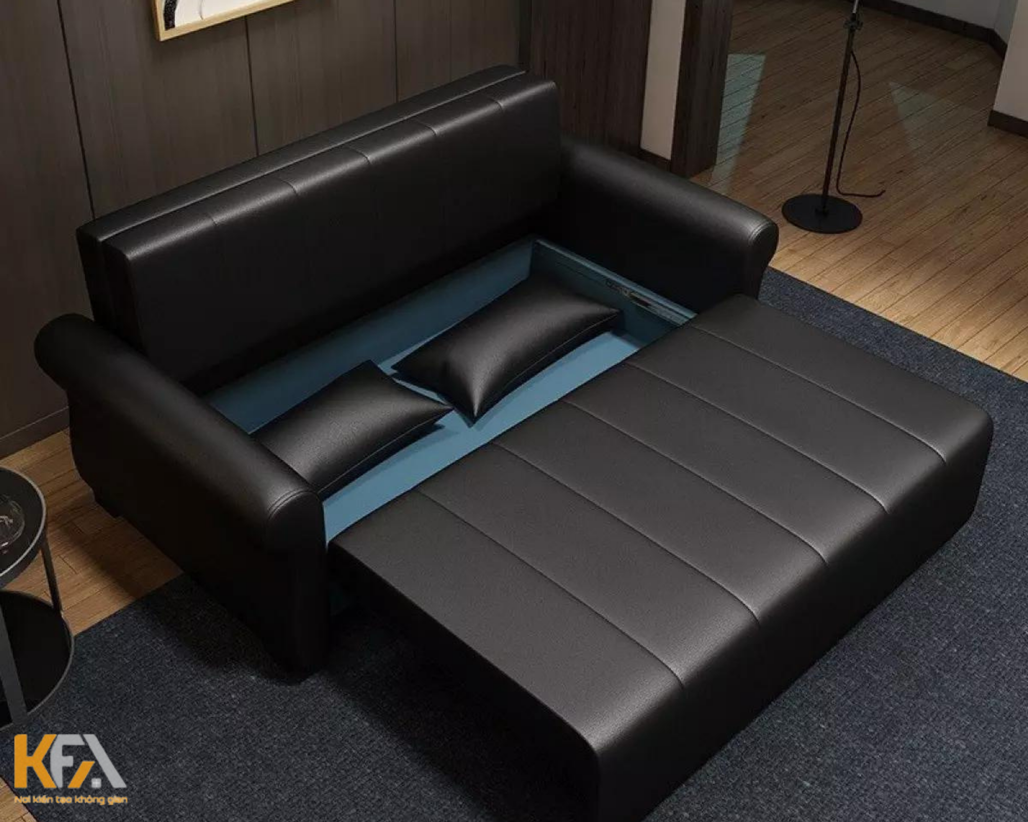 Mẫu sofa giường bọc da