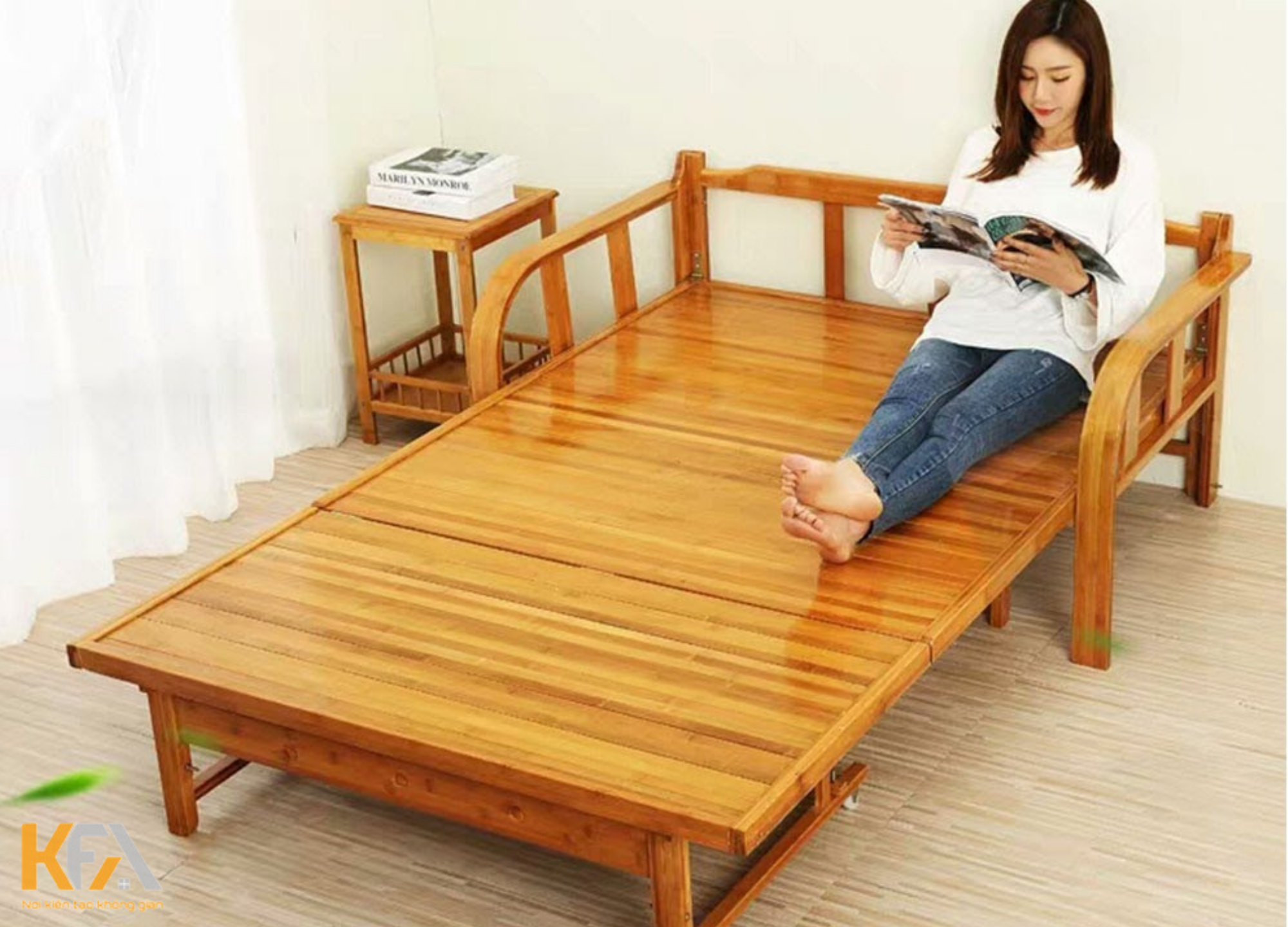 Mẫu sofa bằng gỗ kéo thành giường