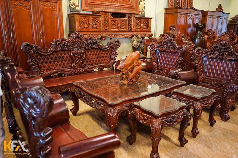Bộ bàn ghế gỗ hương cao cấp trong phòng khách