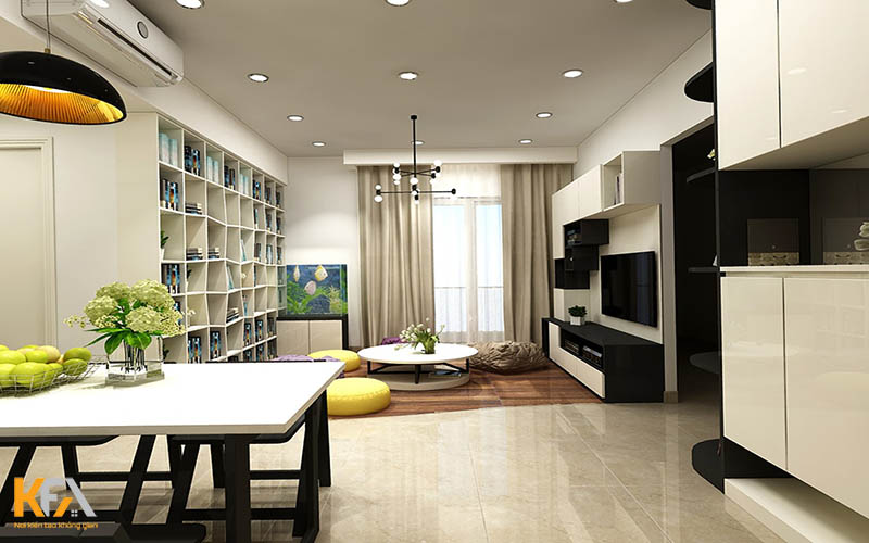 Thiết kế phòng khách và phòng bếp kết hợp trong không gian nhỏ - Mẫu 7