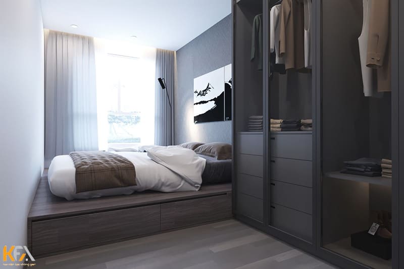 Phòng ngủ 15m2 phong cách Bắc Âu với thiết kế không giường